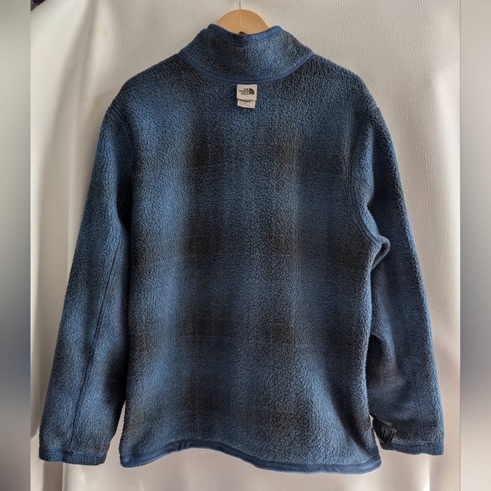The North Face Fleece Blue Plaid 1/4 Zip Pullover Zippered Pocket -  XL - Picture 16 of 16